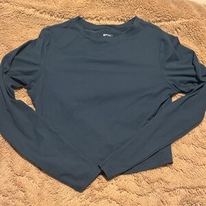 Automet long sleeve crop top in muted slate blue and brown, pack of two